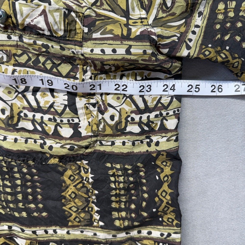 Vintage 90s SUMMA Silk Shirt MNS L Geometric Abstract Tribal Button Up 100% Silk - Picture 7 of 8